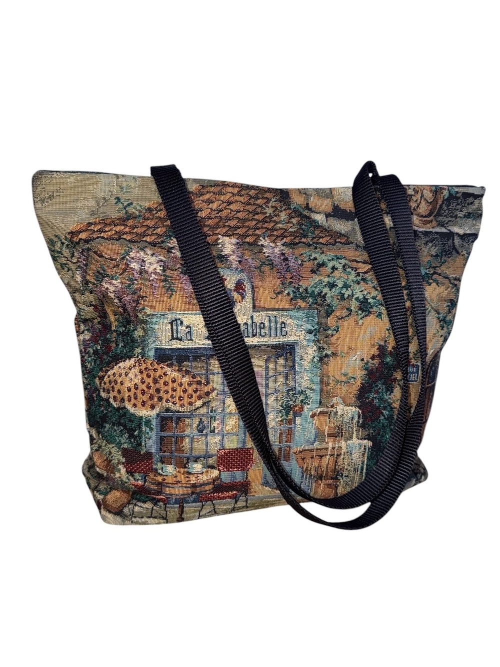 Danny K Beverly Hills French Tapestry Tote Bag La Mirabelle Café Scene
